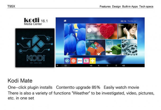 Scatola T95x completamente caricato di Bluetooth 4,0 Android TV una garanzia di anno